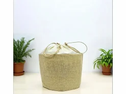 Online Lote de 10 bolsas redondas de yute con cierre de cordón h 26 cm x 25 cm resistentes Cubo De Basura Para Cocina