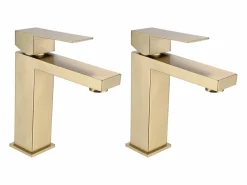 Shower & Design Lote de 2 grifos mezcladores cuadrados mecánicos de acero inoxidable - - Alt. 17,8 cm - CANILAS