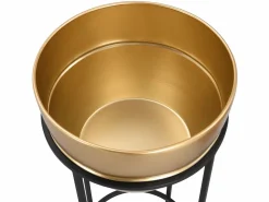 Outlet Lote de 2 maceteros de metal con soporte - D. 25 cm y D. 30 cm - Dorado y negro - NABA Macetero