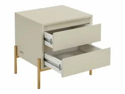 Outlet Vente-unique Lote de 2 mesitas de noche con 2 cajones en MDF y metal y dorado - KORASA Beige