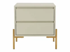 Outlet Vente-unique Lote de 2 mesitas de noche con 2 cajones en MDF y metal y dorado - KORASA Beige