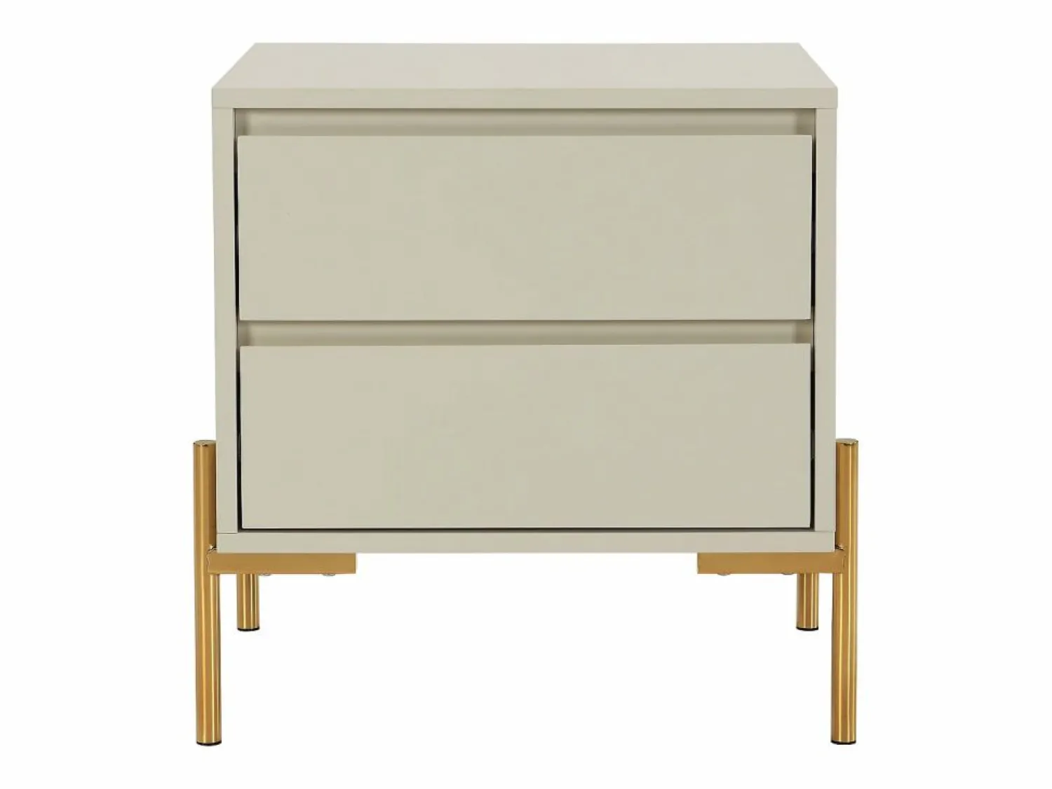 Outlet Vente-unique Lote de 2 mesitas de noche con 2 cajones en MDF y metal y dorado - KORASA Beige