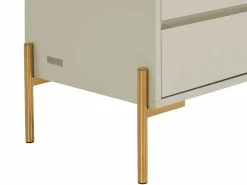 Outlet Vente-unique Lote de 2 mesitas de noche con 2 cajones en MDF y metal y dorado - KORASA Beige