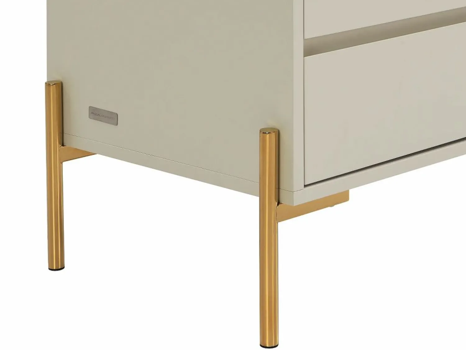Outlet Vente-unique Lote de 2 mesitas de noche con 2 cajones en MDF y metal y dorado - KORASA Beige