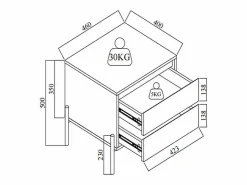 Outlet Vente-unique Lote de 2 mesitas de noche con 2 cajones en MDF y metal y dorado - KORASA Beige