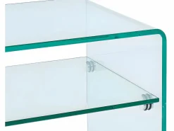 New Vente-unique Lote de 2 mesitas de noche con 1 estante de vidrio templado - STILEOS Transparente