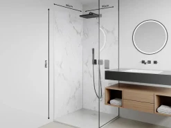 Discount Lote de 2 paneles de pared de ducha efecto mármol de aluminio 2 x L90 x Alt. 210 cm ENEKO Panel De Pared|Panel Mural Para Ducha