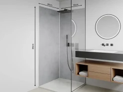 Best Vente-unique Lote de 2 paneles de pared para ducha de aluminio con perfiles - 2 x 90 x 210 cm - ARFINO Gris