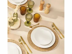 Online Lote de 6 Platos Llanos Stone Marfil 27 cm - Colección Moderna y Acogedora Vajilla|Vajilla