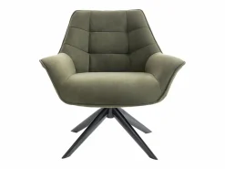 Discount Vente-unique Lote de 6 sillas con reposabrazos de tela y metal negro - - ZOLEVY Caqui