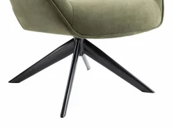 Discount Vente-unique Lote de 6 sillas con reposabrazos de tela y metal negro - - ZOLEVY Caqui
