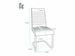 Kayelles Lote de 2 sillas de comedor de diseño, asiento de cuero sintético acolchado, pata cromada OPUS