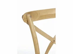 Sale Lote de 2 sillas de madera de olmo marrón y ratán natural - CROSS Marru00f3n