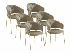Best Vente-unique Lote de 6 sillas de terciopelo y metal dorado - - MADOLIA Beige
