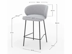 Online Rendez-Vous Déco Lote de 2 sillas para isla central de tela claro 67 cm - Victoria Gris