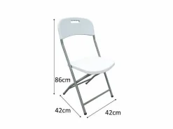Best Lote de 2 sillas plegables blancas sin reposabrazos de acero con pintura en polvo 42x42x87 cm, estructura robusta Ø19 mm Silla Conferencia
