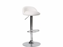 Online Kayelles Lote de 2 taburetes de bar para cocina, asiento de cuero sintético, respaldo bajo, giratorio, altura ajustable, base de cromo SATI (blanco) Blanco / Plateado