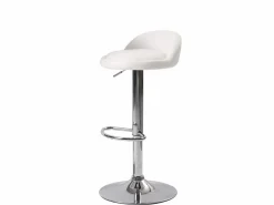 Online Kayelles Lote de 2 taburetes de bar para cocina, asiento de cuero sintético, respaldo bajo, giratorio, altura ajustable, base de cromo SATI (blanco) Blanco / Plateado