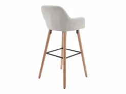 Sale Lote de 2 taburetes de bar de tela y patas de madera de haya - - ELEANA Muebles De Bar|Taburete Alto
