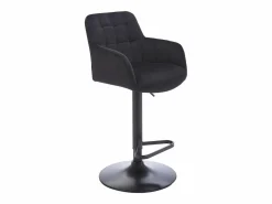 Outlet Lote de 2 taburetes de bar de terciopelo y metal - Altura ajustable - - PEGA Muebles De Bar|Taburete Alto