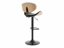 Clearance Lote de 2 taburetes de bar de piel sintética - Natural claro y Negro - MONTENEGRO Muebles De Bar|Taburete Alto