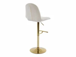 Outlet Lote de 2 taburetes de bar de tela rizada y metal dorado - - LOLY Muebles De Bar|Taburete Alto