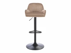 Hot Vente-unique Lote de 2 taburetes de bar de terciopelo y metal negro - Altura ajustable - - ELEANA Beige
