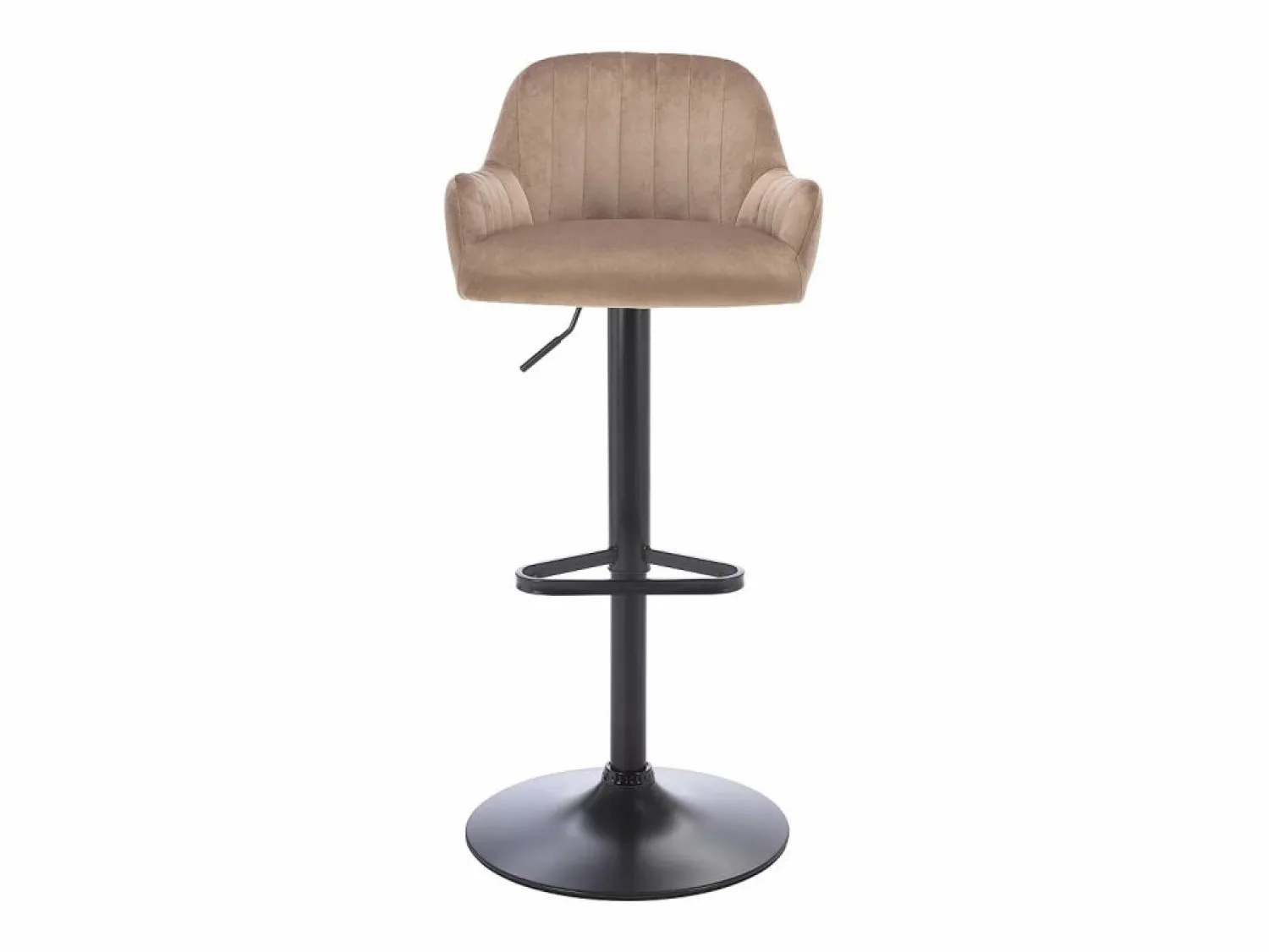 Hot Vente-unique Lote de 2 taburetes de bar de terciopelo y metal negro - Altura ajustable - - ELEANA Beige
