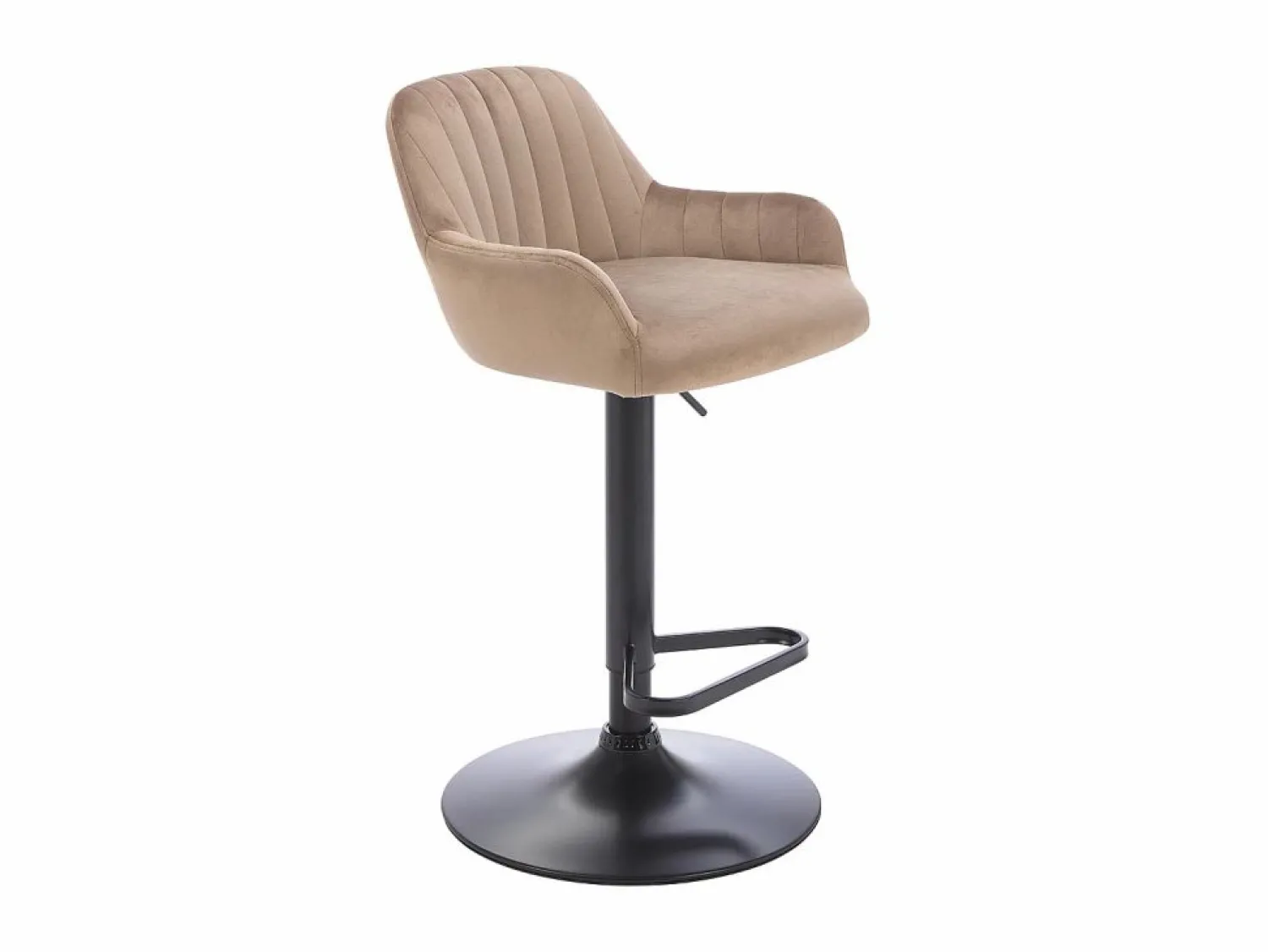 Hot Vente-unique Lote de 2 taburetes de bar de terciopelo y metal negro - Altura ajustable - - ELEANA Beige