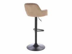 Hot Vente-unique Lote de 2 taburetes de bar de terciopelo y metal negro - Altura ajustable - - ELEANA Beige