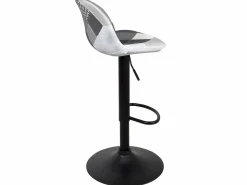 New Kayelles Lote de 2 taburetes de bar de diseño, asiento acolchado patchwork multicolor de tela, giratorio, altura ajustable SIG (patchwork gris) Gris / Blanco