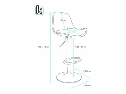 Kayelles Lote de 2 taburetes de bar de diseño, asiento con respaldo bajo, cojín de cuero sintético, giratorio, altura ajustable, base de cromo SIG (blanco)