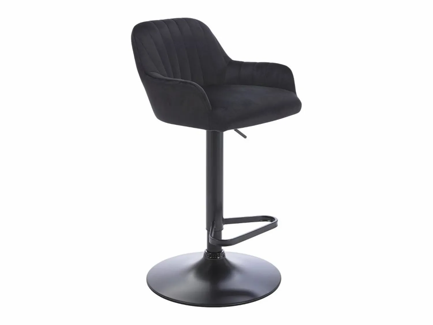 Sale Vente-unique Lote de 2 taburetes de bar de terciopelo y metal - Altura ajustable - - ELEANA Negro