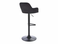Sale Vente-unique Lote de 2 taburetes de bar de terciopelo y metal - Altura ajustable - - ELEANA Negro