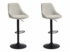 Clearance Lote de 2 taburetes de bar de pana y metal - Altura ajustable - - MASURIE Muebles De Bar|Taburete Alto