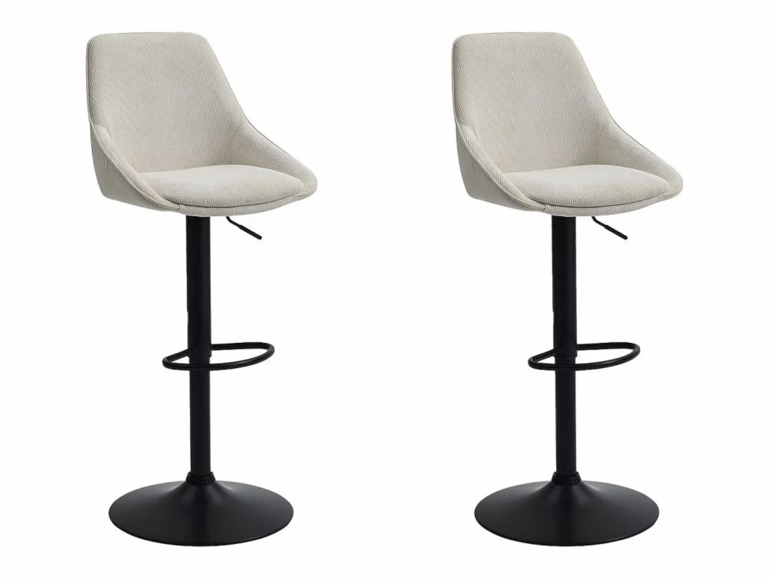 Clearance Lote de 2 taburetes de bar de pana y metal - Altura ajustable - - MASURIE Muebles De Bar|Taburete Alto