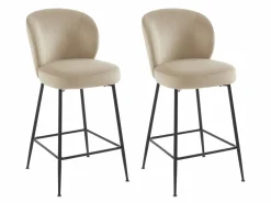 Best Vente-unique Lote de 2 taburetes de terciopelo y metal negro - - POLPONA de Pascal MORABITO Beige