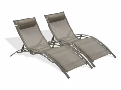 Clearance Dcb Garden Lote de 2 tumbonas de aluminio y lona plastificada Camel