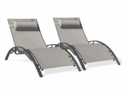Outlet Dcb Garden Lote de 2 tumbonas de aluminio y lona plastificada Gris