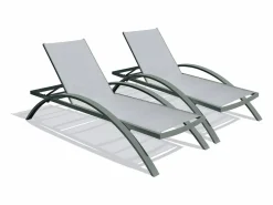 Outlet Dcb Garden Lote de 2 tumbonas de lona plastificada y aluminio Caqui