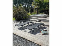 Dcb Garden Lote de 2 tumbonas de lona plastificada y aluminio