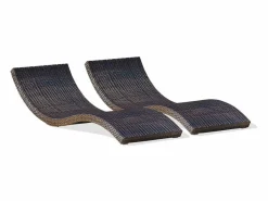 Clearance Dcb Garden Lote de 2 tumbonas de resina trenzada Marru00f3n chocolate