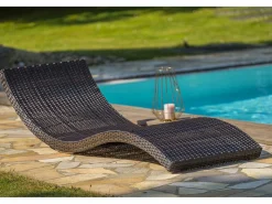 Clearance Dcb Garden Lote de 2 tumbonas de resina trenzada Marru00f3n chocolate