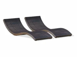 Clearance Dcb Garden Lote de 2 tumbonas de resina trenzada Marru00f3n chocolate