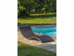 Clearance Dcb Garden Lote de 2 tumbonas de resina trenzada Marru00f3n chocolate