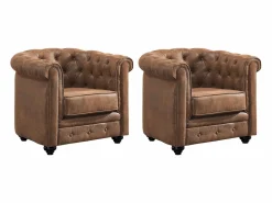 Clearance Lote e 2 sillones CHESTERFIELD microfibra envejecida Sillón