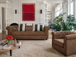 Clearance Lote e 2 sillones CHESTERFIELD microfibra envejecida Sillón