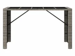 Sale Garden Furniture Lou Mesa alta bar con superficie vidrio ratán PE 185x80x110 cm Gris