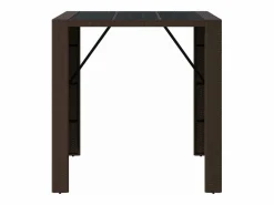 Outlet Garden Furniture Lou Mesa bar con superficie cristal ratán PE marrón 105x80x110 cm Marru00f3n