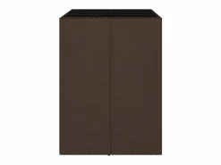 Outlet Garden Furniture Lou Mesa bar con superficie cristal ratán PE marrón 105x80x110 cm Marru00f3n
